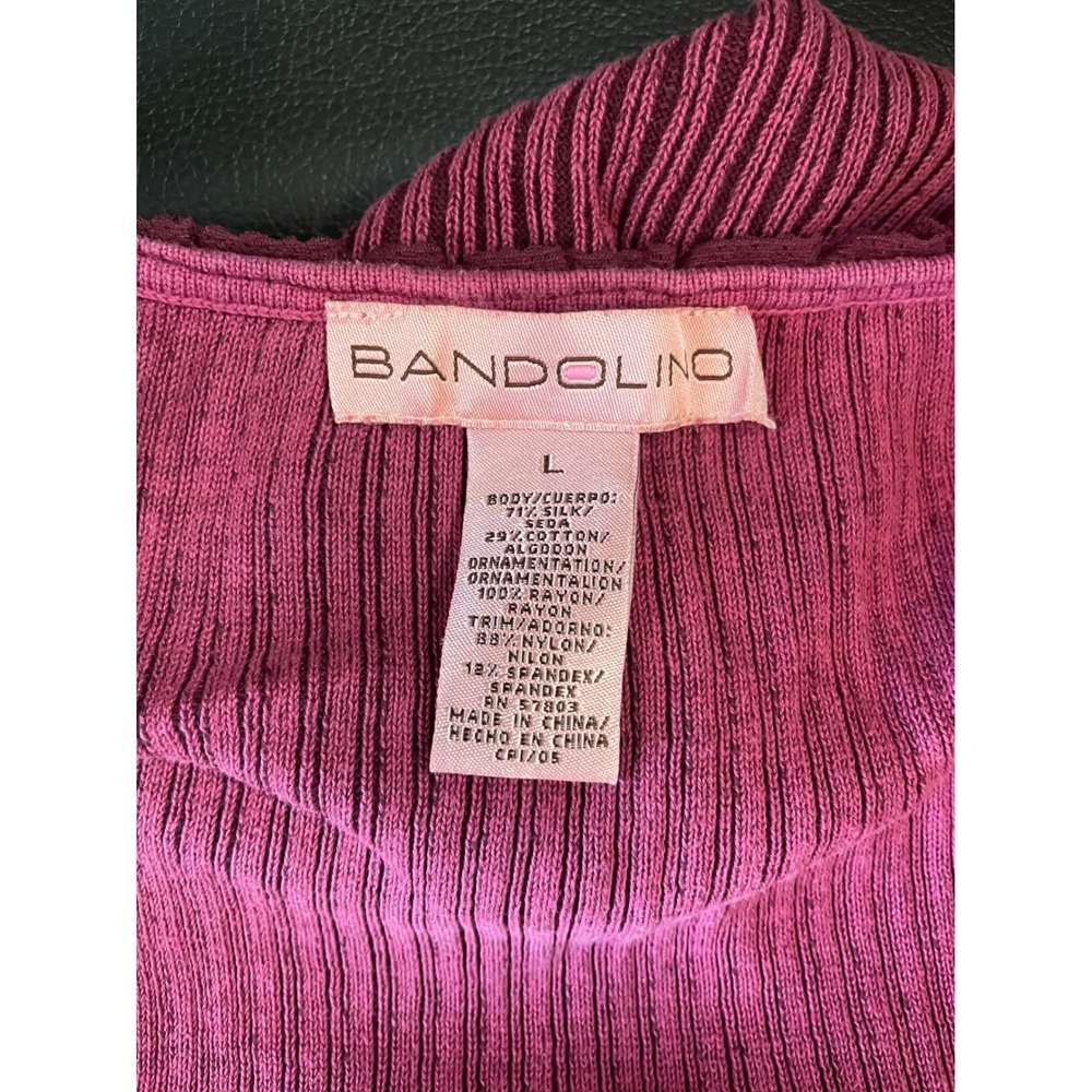 Bandolino Y2K Silk Blend Pleated Cami Top Plum Burgundy Lettuce Trim Large - Picture 5 of 7